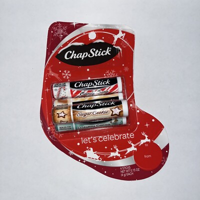 ChapStick Let's Celebrate 4 Stick Candy Cane Holiday Cocoa Pumpkin Sugar Cookie