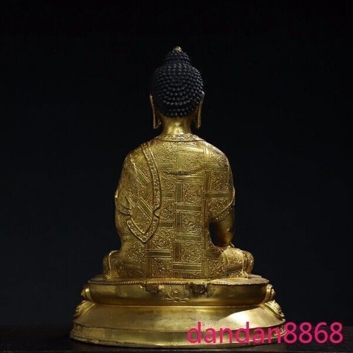 14 Zoll Tibet Buddhismus Tempel Bronze vergoldet Sakyamuni Shakyamuni Shakya Mani Statue - Bild 9 von 10