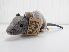 Peluche de rata gris Living Nature 8" peluche chirriante juguete con etiquetas gris raro