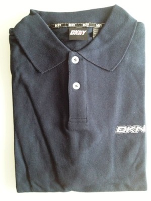 DKNY Active Polo-Shirt Herren Kurzarm Dunkelblau Unifarben Baumwolle Gr. L