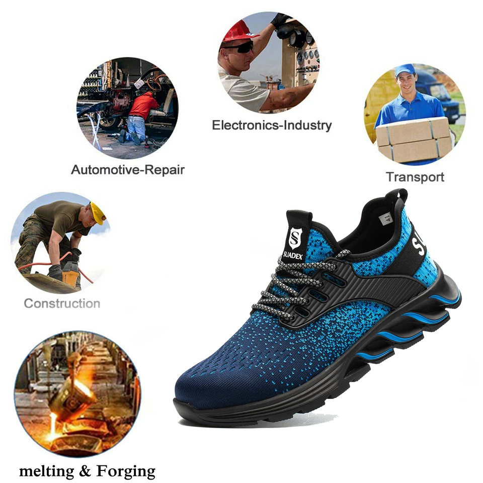 Mens Women Safety Trainers Work Lightweight Steel Toe Cap Boots Shoes Sneakers - Image 2 of 4