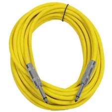 25 Foot Yellow TS to TS Patch Cable PA/DJ Cord 1/4 Inch TS Mono