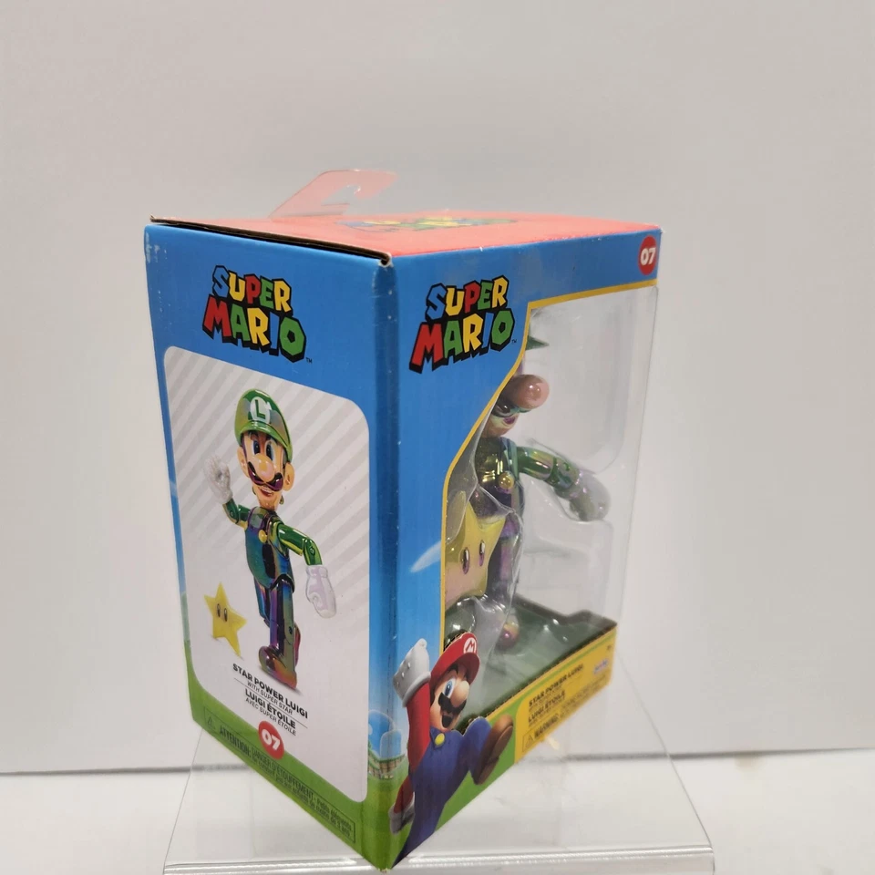 Star Power Luigi 4,5 w Super Star Mario Bros. Jakks Pacific raro aposentado lacrado - Imagem 4 de 4
