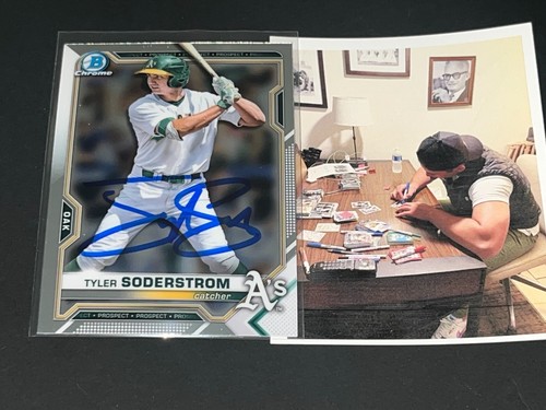 Tyler Soderstrom Oakland A's Auto Signed 2021 Bowman Chrome