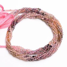 2 mm Natural Pink Tourmaline Shaded Faceted Round Rondelle Beads 33 cm Strand