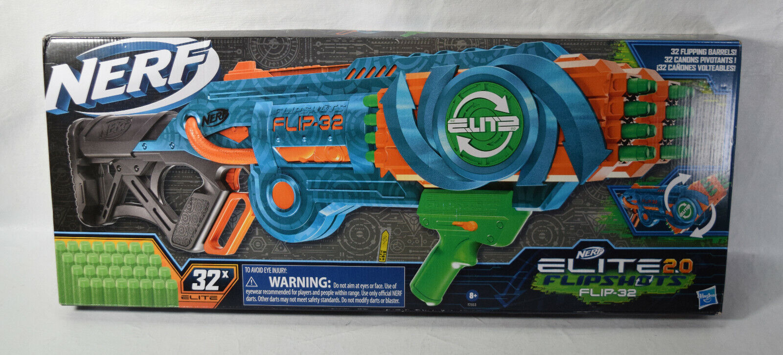 Nerf Elite 2.0 Flipshots Flip-32 Blaster, 32 Dart Barrels Flip to Double  Your Firepower, 32-Dart Capacity, 32 Nerf Darts 