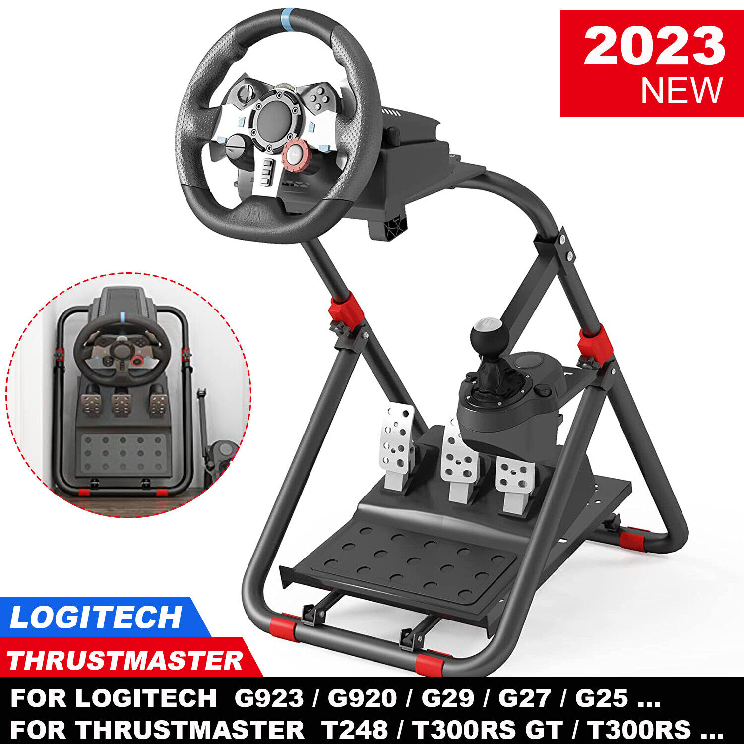 Wheel Stand Pro G Racing Steering Wheel Stand Compatible With Logitech G29,  G923, G920, G27, G25 Wheels, Deluxe, Original V2 Stand. Wheel and Pedals