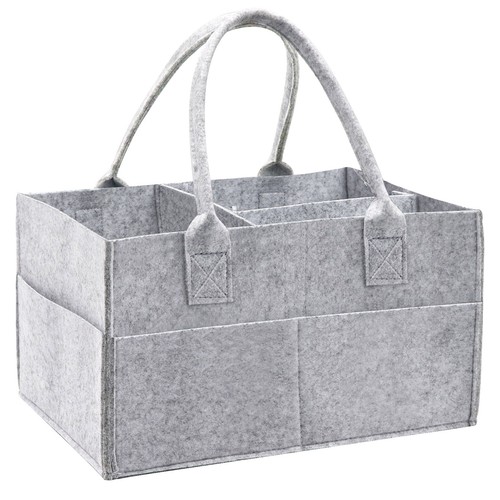 UK Baby Diaper Caddy Organizer Felt Changing Nappy Kids Storage Carrier Bag Grey - Picture 14 of 16