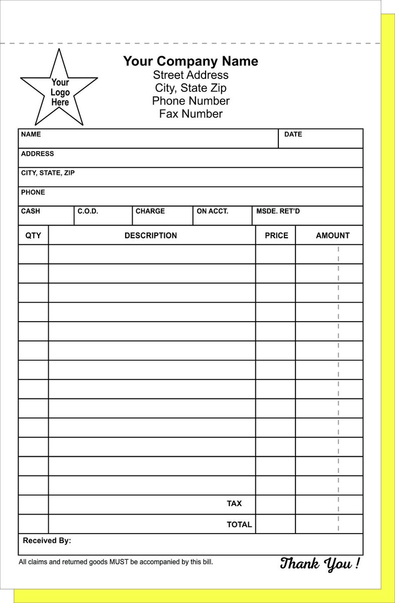 Home Depot Invoice Example Home Depot Invoice Blank Template Adams Carbonless Contractors