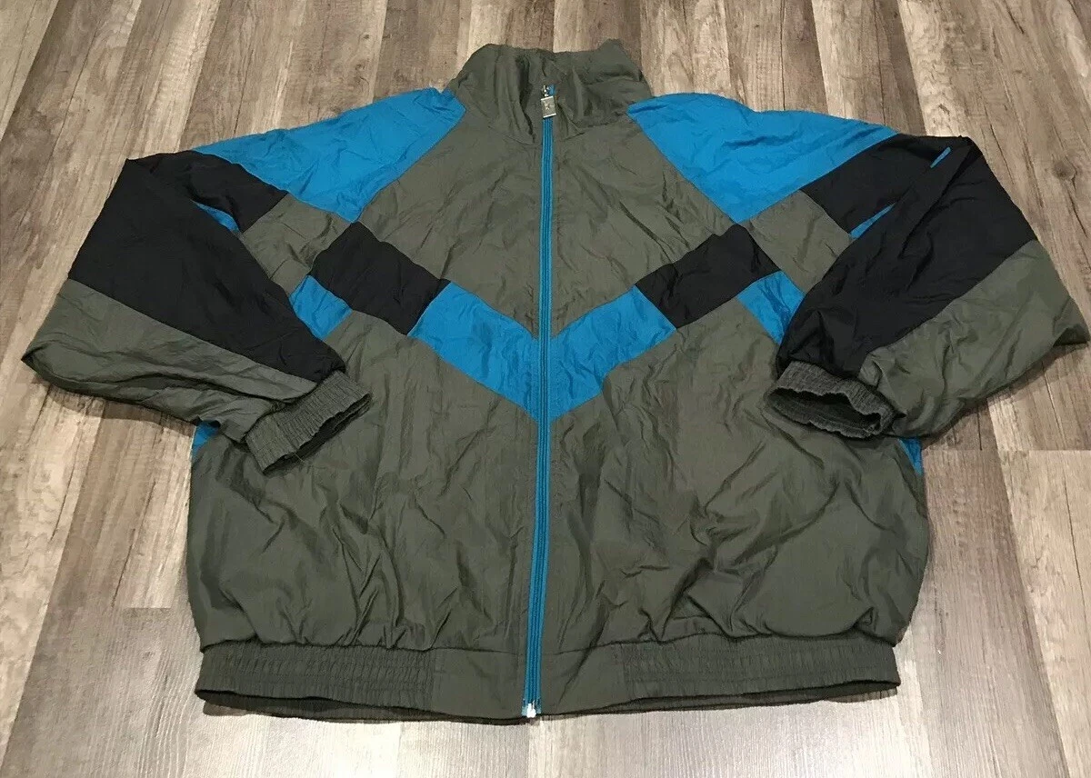 VINTAGE 90s VIZOR MULTI COLOR BLOCK WINDBREAKER JACKET SZ XL EUC BLACK BLUE GRAY