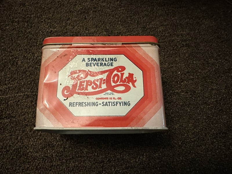Vintage Pepsi Cola metal tin recipe box Empty