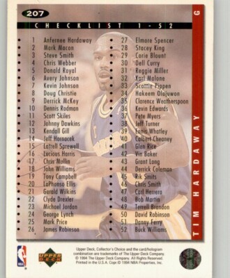 1994-95 Collector's Choice Tim Hardaway #207 Golden State Warriors