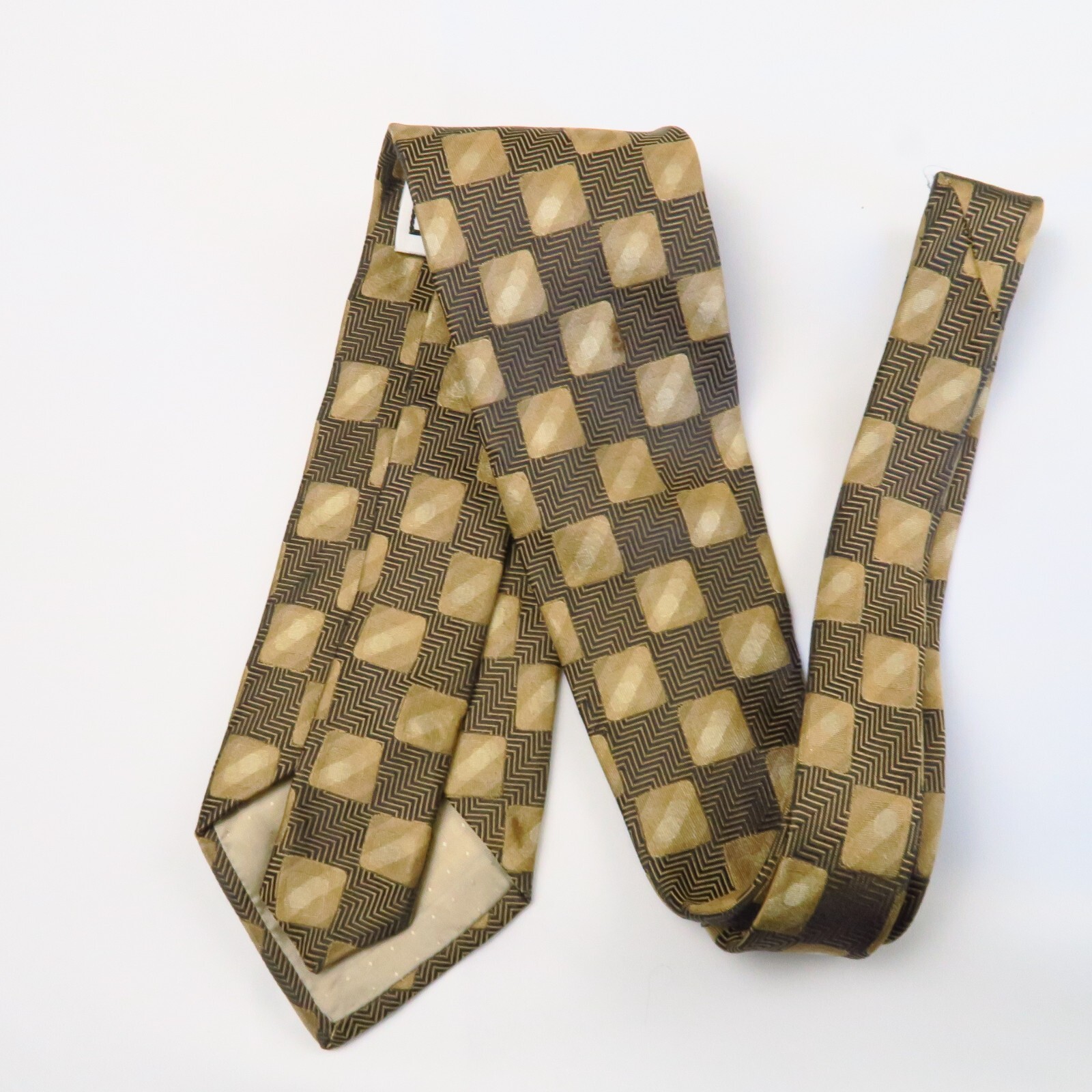 Genesis Brown Gold Checked Plaid Herringbone Patt… - image 6