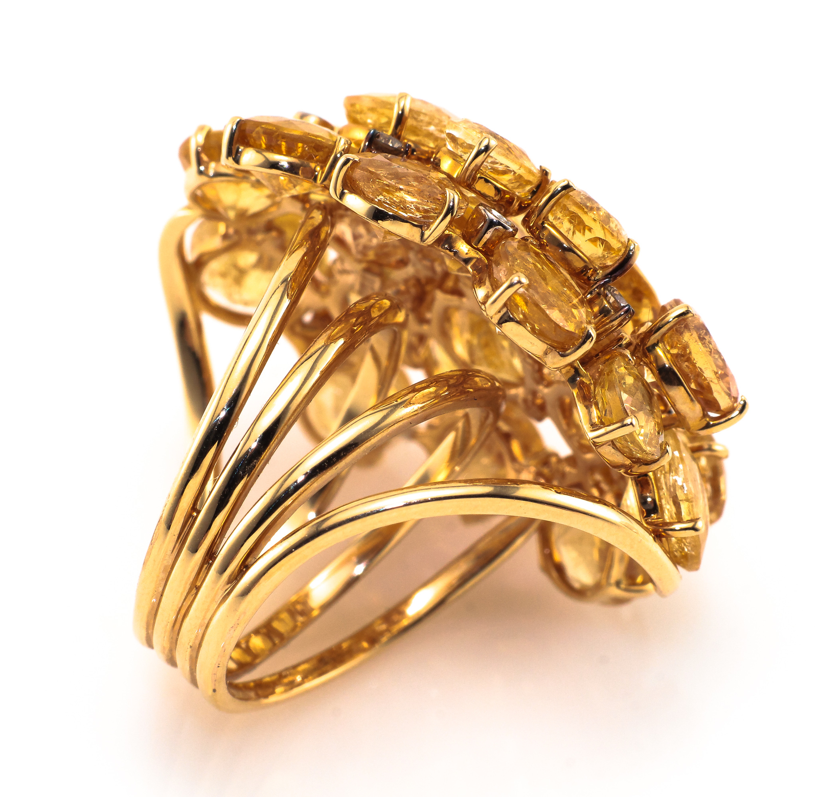 18K Diamond Gemstone Ring Rose Gold Cocktail Gem