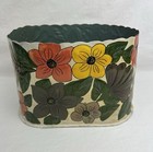 HOSLEY 1994 Retro Floral Metal Tin Wastebasket Vintage Home Bathroom Decor