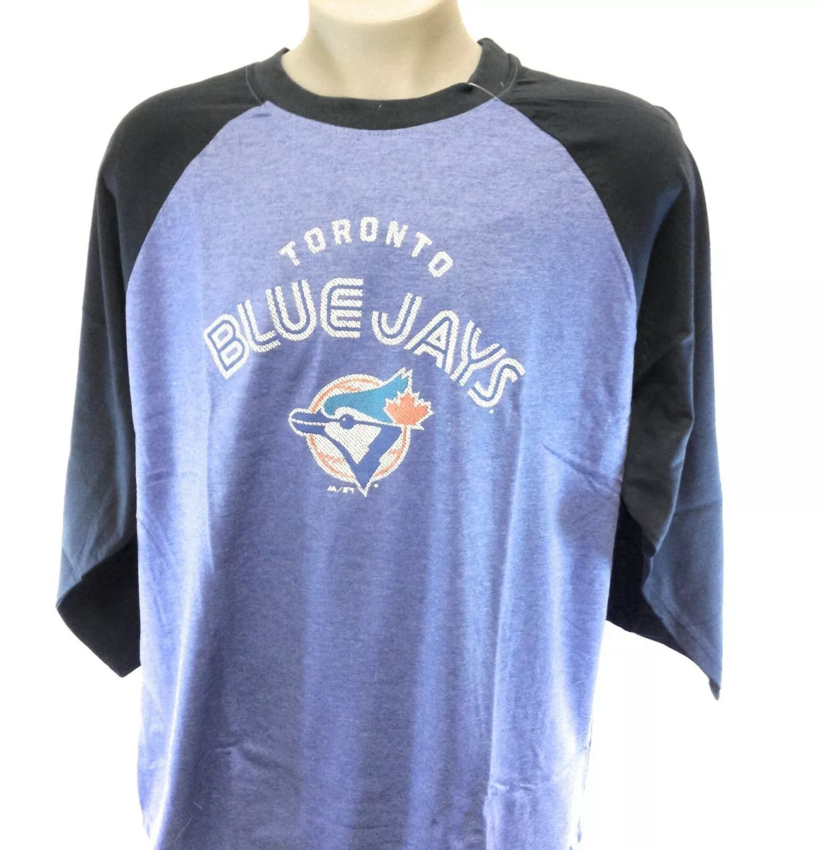 Mens Majestic MLB Toronto Blue Jays Cooperstown Collection Baseball 3/4 T- Shirt