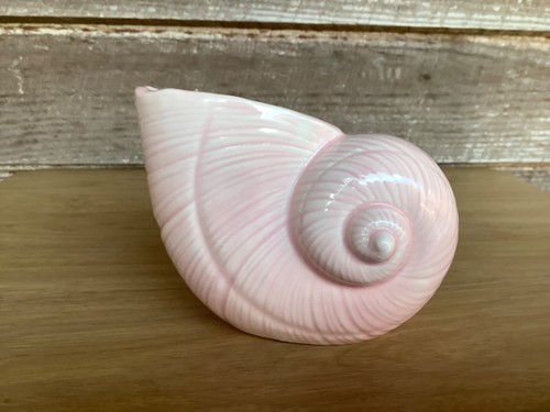 Vintage Seashell Nautilus Planter Vase Pink Nautical Hobbyist Pottery Signed - Picture 19 of 19