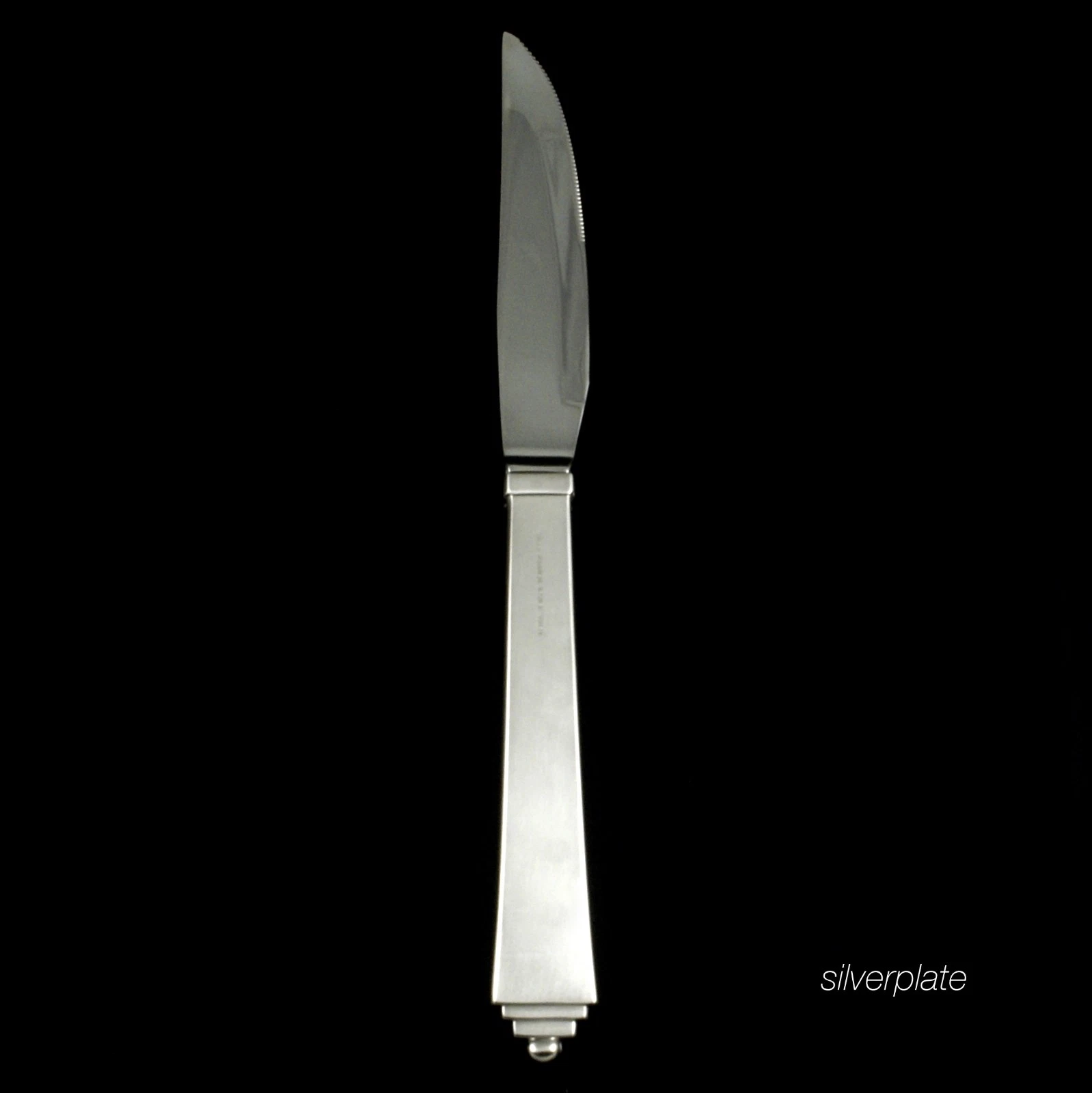 Georg Jensen Silverplate Dinner Knife, Serrated 018 - Pyramid / Pyramide - NEW