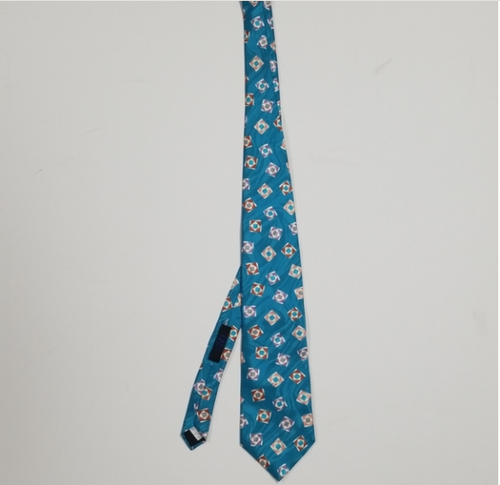 Luxury Men Necktie Teal Geometric blue fancy - Picture 7 of 11