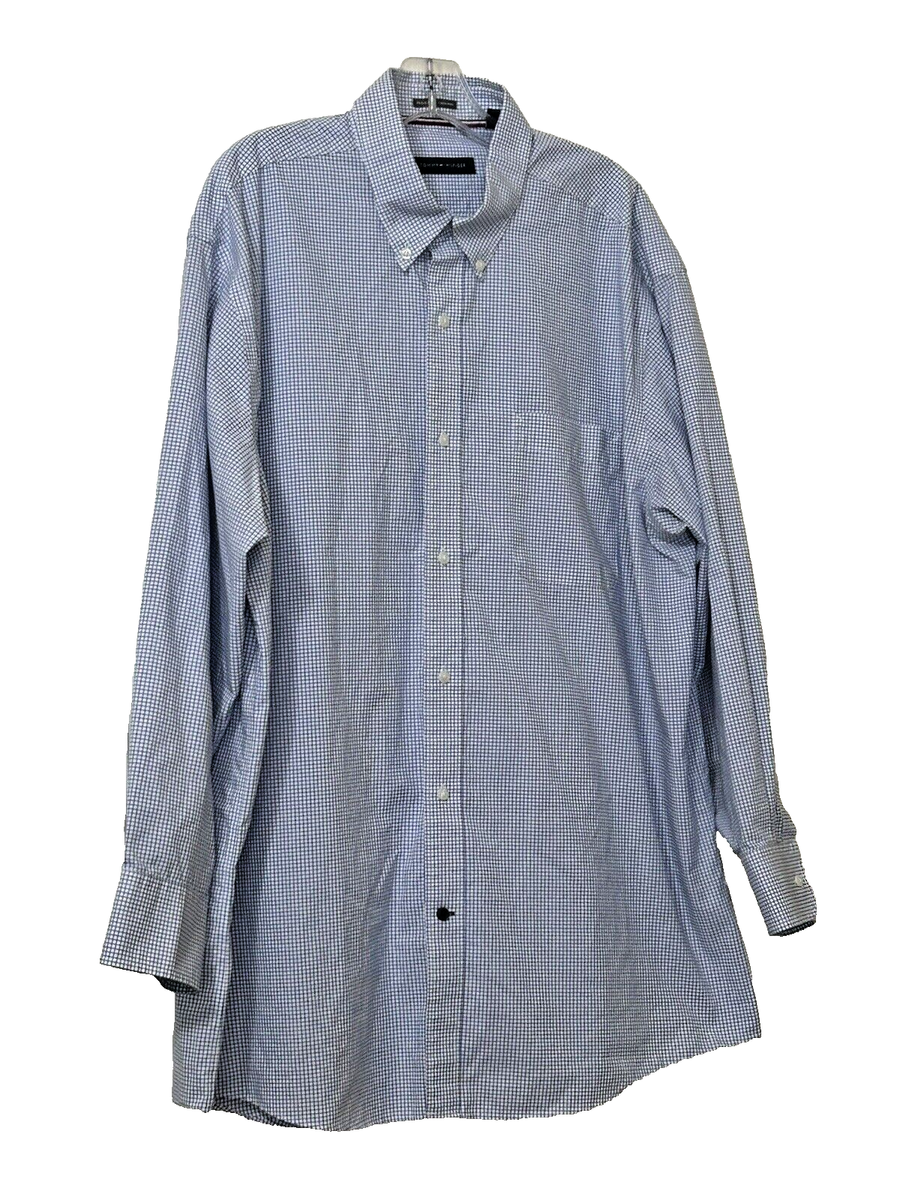 Tommy Hilfiger Men's Dress Shirt Regular Fit Non- Iron Gingham XL