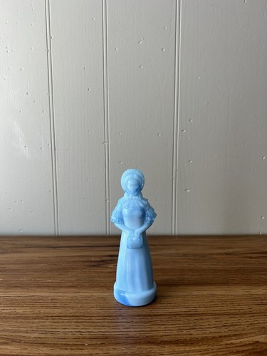 Degenhart Art Glass 5-1/4" Tall Priscilla Milk Blue Slag Figurine #1