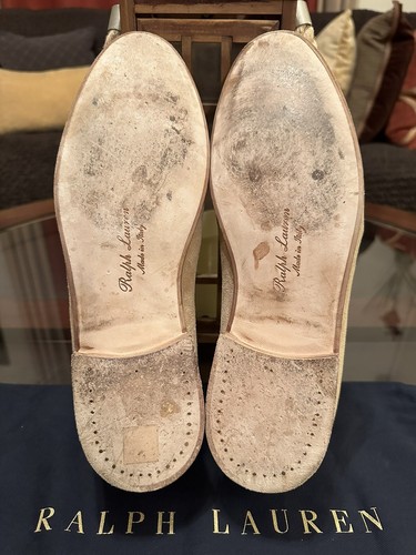 Ralph Lauren Purple Label Size 9.5 Chessington Shoes Leather Made in Italy Camel - Picture 6 of 8