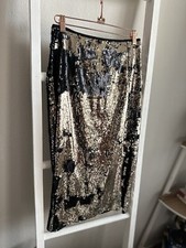 NWT ZARA SEQUINNED MIDI HOLIDAY SKIRT GOLDEN SIZE SMALL