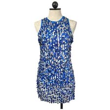 Revolution Dance Costume Blue  Silver Sequins Sleeveless Tunic Size Med Adult