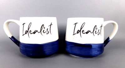 It's A Good Day for a Good Day ''Idealist'' Blue & Cream Coffee Cup/Mug 16 Oz TWO