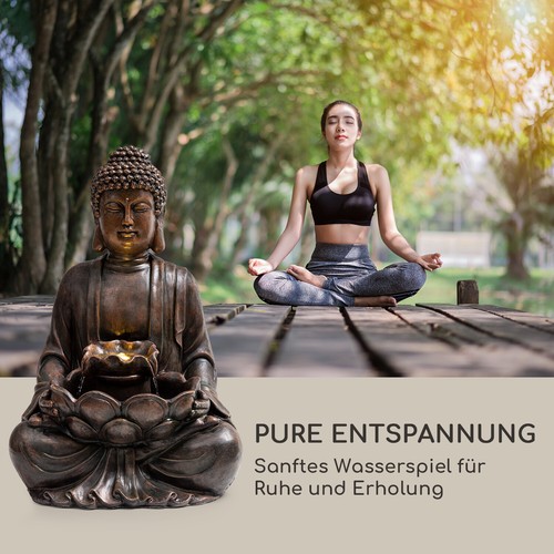 Solarspringbrunnen Terrassen Zierbrunnen Garten Kaskade Wasserspiel LED Buddha - Bild 4 von 8