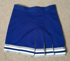 Real Authentic Genuine High School Cheer Cheerleading Skirt Blue White Silver