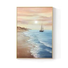 Large Sailing Handmade Painting On Canvas Texture Wall Art Large Landscaping