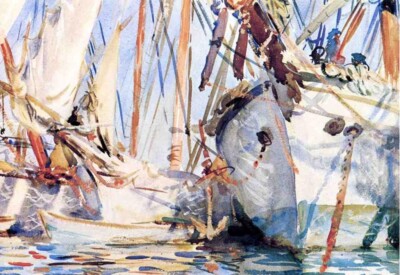 White Ships by John Singer Sargent 1905 Impressionist Maritime Watercolor Print