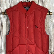 SERAC Womens Down Filled Puffer Vest Medium 44 Red Snap Up Nylon Shell & Liner
