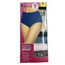 NWT Felina Women's High Waist Cotton Stretch Briefs 8 Pack S 40 1HL231
