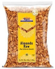 Rani Almonds, Raw Whole With Skin uncooked, unsalted 48oz 3lb 1.36kg