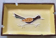 Vintage 1950’s LEGENDWARE Road Runner Sedona AZ Ceramic Ashtray 7.75” X 4.75”USA