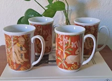 4 Seymour Mann 1976 Flemish Tapestry Hunt Unicorn Mugs Monkey Rabbit Curated 