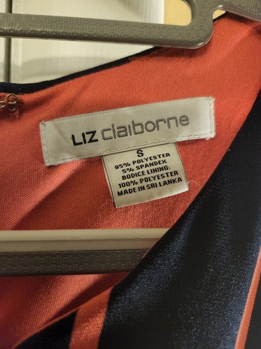 Small Liz Claiborne Navy/Pink Striped Sleeveless Maxi Dress - Picture 3 of 7