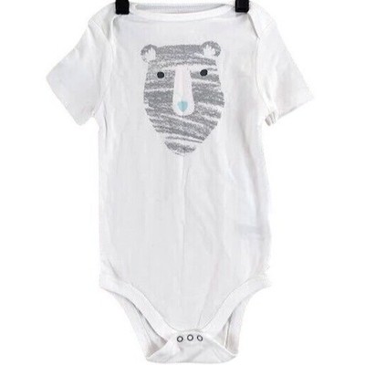 Cloud Island White Short Sleeve Baby Bodysuit Bear Face Graphic Size 24M