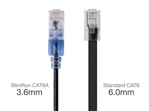 SlimRun Cat6A Ethernet Kabel krosowy RJ45 Spleciony przewód UTP 30AWG 2ft Czarny 5-pak - Zdjęcie 3 z 5