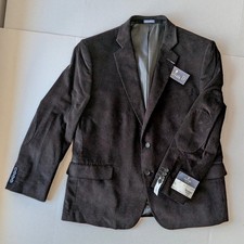 NWT Stafford 46 Short Classic Fit Black Corduroy Blazer Jacket Elbow Patches