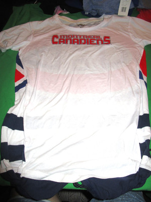 NEW NHL 4HER WOMENS  MONTREAL CANADIENS LONG RUCHED T SHIRT WHTIE MEDIUM