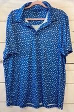 Izod Golf Performace Polo Size XL Blue With White Tropical Print