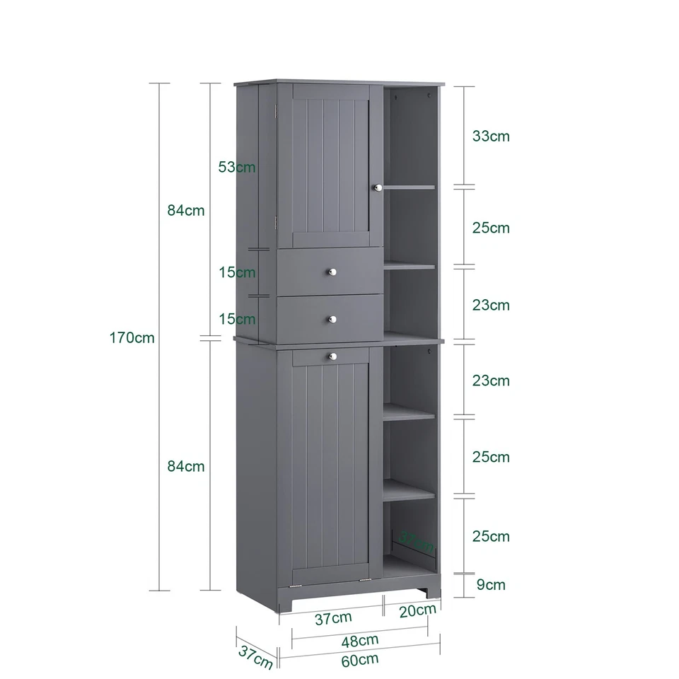 SoBuy Badezimmerschrank mit Wäschekorb Schmaler Badschrank Badregal BZR104-DG - Bild 4 von 4