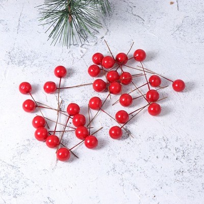 100 PCS Falsche Beeren Weihnachtsbeeren Heimdekoration Rote Beerendekoration