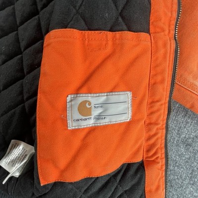 VTG OOs Carhartt J140 BLZ Orange Hooded Work Jacket Sz 10 12 Years