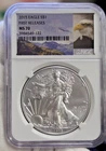 2015 US Silver Eagle $1 NGC MS70 First Releases Eagle Label.