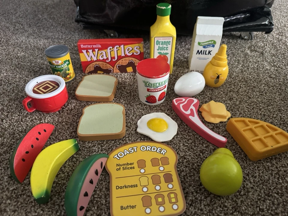 MELISSA & DOUG FUN Con ALIMENTOS Desayuno Gofres Café Fruta Yogur Tostadas Cocina Foto 2 de 2