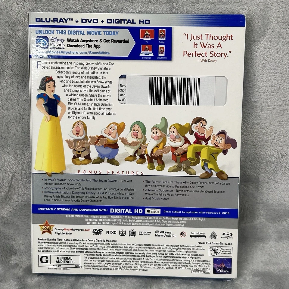Snow White and the Seven Dwarfs (Blu-ray + DVD) Disney Signature Collection NEW - Image 3 of 4